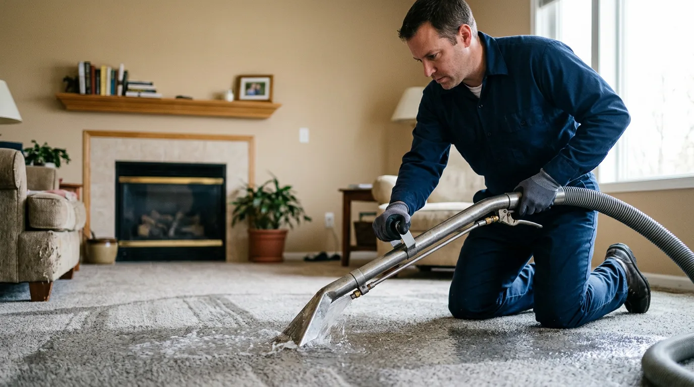Water damage restoration technician working near Plainfield, IL